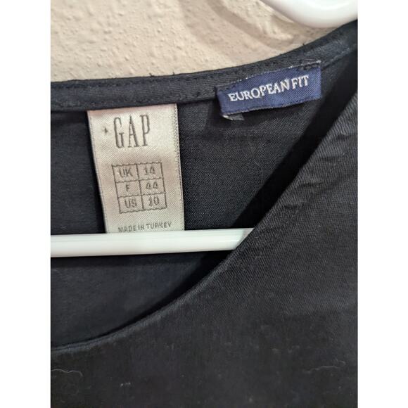 Women's Gap black linen summer dress w/ 3/4 length sleeves & pockets size 10 - Picture 3 of 9